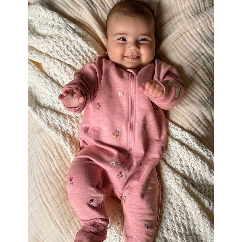 Purebaby Embroidered Fleece Growsuit image number 1